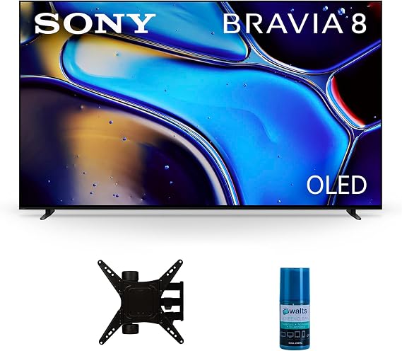 Sony K55XR80 55 Inch IMAX Enhanced Bravia OLED 4K HDR Google TV with a Walts TV Medium Full Motion Mount for 32"-65" Compatible TV's and Walts HDTV Screen Cleaner Kit (2024)