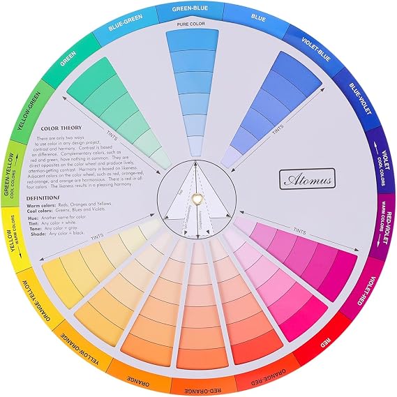 COHEALI Color Wheel 9.05In Rotatable Color Mixing Guide for Painting Drawing Learning Chart Educational Tool for Artists and Beginners