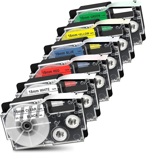 Pristar 18mm XR-18WE Label Tape Replacement for Casio XR-18WE Color Refills