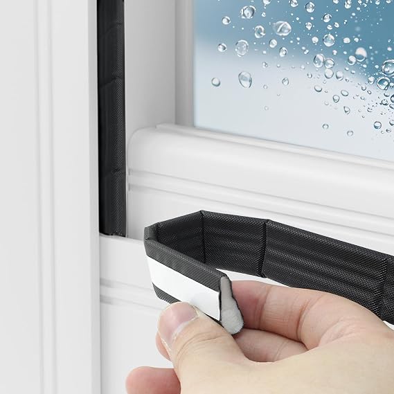 118 Inch Weather Stripping Door Seal Black for Door Frame | Wedge Seal Strip, Self Adhesive, Soundproof Foam Insulation Tape, Door Gap Filler
