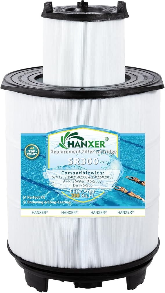HANXER System 3 S7M120 Inner and Outer Set Pool Filters- Replacement for SR300, 25021-0200S and 25022-0201S Pool Filter Cartridge, 300 Sq.Ft.