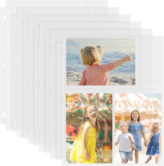 50 Pack 4 x 6 Photo Sleeves for 3 Ring Binder(300 Pictures) | Heavy-Duty Archival Photo Page Protectors, Clear Picture Album Refill Pages Holds, Acid-Free