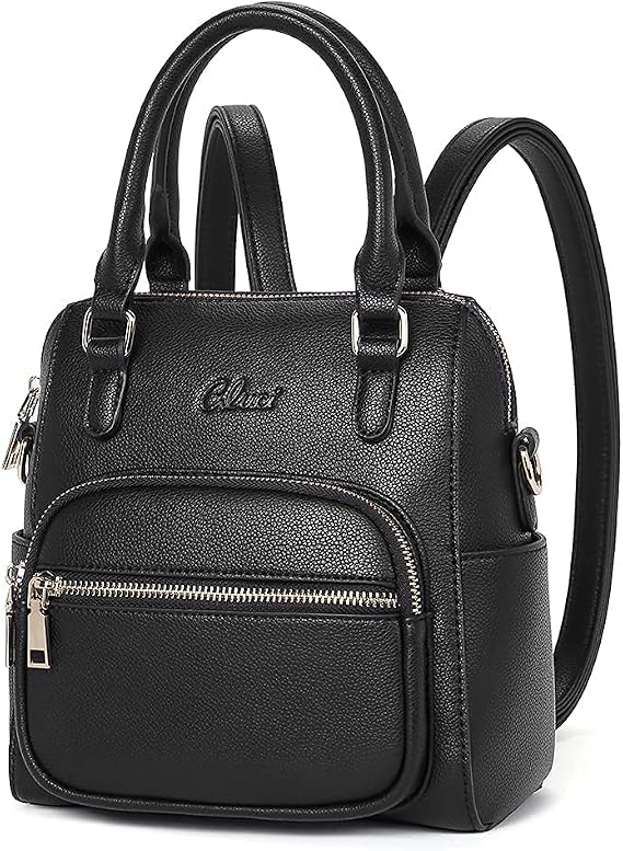 CLUCI Small Backpack Purse for Women Mini Backpack Cute Leather Convertible Daypack Fashion Designer Shoulder Bags Black