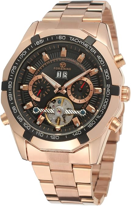 FORSINING Men's Tourbillon Automatic Steampunk Brand Wrist Watch Color Black FSG340M4R1