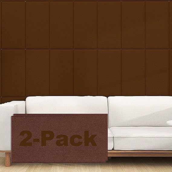 DIY Upholstered Wall Panels Peel and Stick Headboard - 11.8'' X 23.6'' 3D Anti-Collision Wall Padding for Kids Autism - Adhesive Padded Soft Wall Panels for Bedroom/Playroom(Brown,2 Pcs)