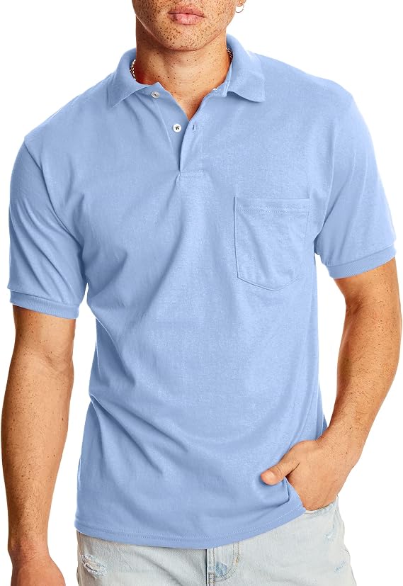 Hanes Men's EcoSmart Pocket Polo Shirt, Short Sleeve Polo, 2-Pack