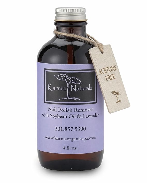 Acetone Free Nail Polish Remover with Soybean Oil & Lavender Oil - Vegan, Non-Toxic Nail Polish Remover for Nails Non Drying Liquid, 4 fl oz by Karma Organic
