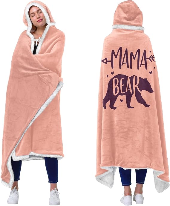 Mama Pink Wearable Blanket Hoodie -Mothers Day Gifts for Wife Birthday Gifts for Mom from Daughter Son - Wife Birthday Gifts, Gifts for Wife from Husband