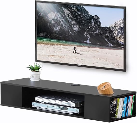 FITUEYES 39.4" Floating TV Stand with Open and Side Storage,Black