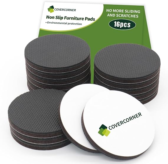 Non Slip Furniture Pads 16 PCS 3", Anti Slip Furniture Pads | Self Adhesive Rubber Feet, Round Rubber Furniture Pads, Chair Leg Floor Protectors, Furniture Feet - Keep Furniture in Place
