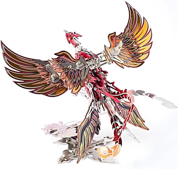 3D Metal Ornithopter Puzzles for Adults, DIY Mechanical Phoenix 3D Metal Model, Steampunk Puzzle Phoenix, Stainless Steel Animal Bird Assembly Kit with Gear Transmission, Art Gift & Home Decor