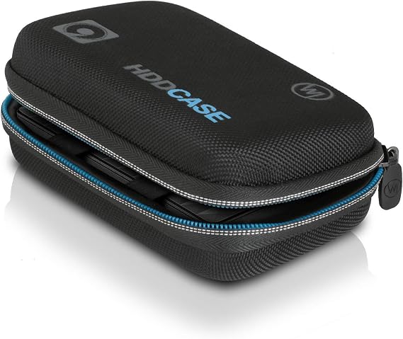 Wicked Chili Hard Case for External Hard Drive and SSD Anti-Shock 2.5 Inch Max. 12.7 x 8.2 x 4 cm with Compartment for Cable SSD Case Compatible with WD Passport Elements Toshiba Canvio Intenso TV USB Stick Case with Accessory Compartment