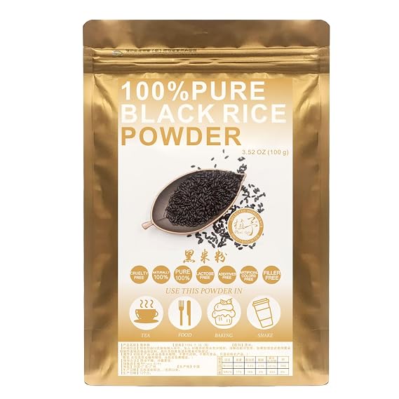 Plant Gift 100% Pure Black Rice Powder , For Baking 100g/3.25oz | Non-GMO. No Fillers Or Additives. Fine Ground, Nutty Flavor. For Smoothies, Yogurt & Drinks. Natural Black Rice Flour.