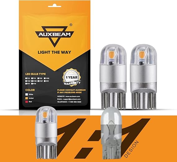 Auxbeam 194 T10 LED Bulbs, Amber Yellow, 2 PCS