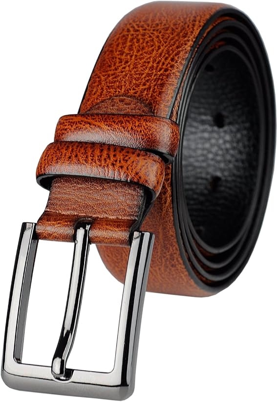 Eurosport Men's Design Faux Leather Classic Look Cut-To-Fit Belt with Dark Metal Square Buckle