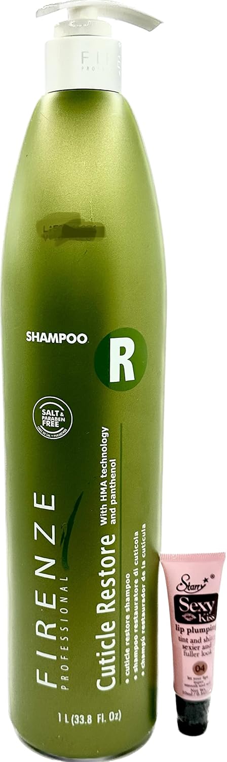 Firenze Professional Cuticle Restore Shampoo 1000ml 33.8 oz - Free Starry Lip Plumping Gloss 10ml