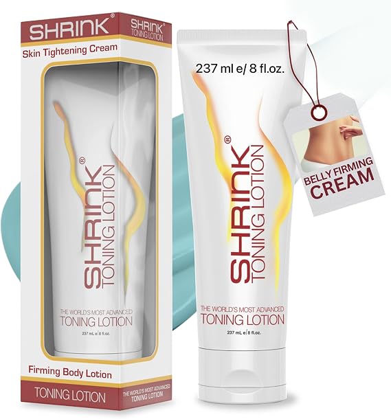 Shrink Toning Lotion - Heat Activated Cellulite Cream and Firming Body Lotion for Women and Men - Body Cream for Stomach, Tummy, and Body - with Caffeine, Vitamin E, Skin Tightening Body Cream (8oz)