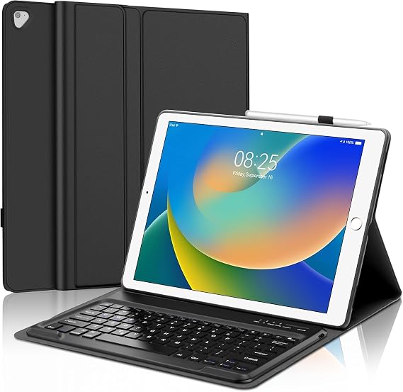 IVEOPPE for iPad Pro 12.9 Case with Keyboard, Magnetic Detachable Wireless Keyboard, Slim Protection Case with Pencil Holder for iPad Pro 12.9 2nd 2017/1st 2015 Gen (A1670/A1671/A1584/A1652)