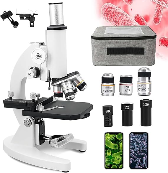 COYEUX 100000X/150000X/200000X HD Biological Microscope, 0-45 Viewing Angle, with Mobile Phone Holder, for Students Adults School/Laboratory/Aquaculture