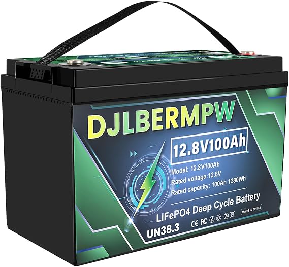 12.8V 100Ah LiFePO4 Lithium Battery 100A BMS 1280W Deep Cycle | 12V LiFePO4 Batteries 4000+ Deep Cycle 100Ah Iron Phosphate Lithium Battery for Solar RV Off-Grid Marine
