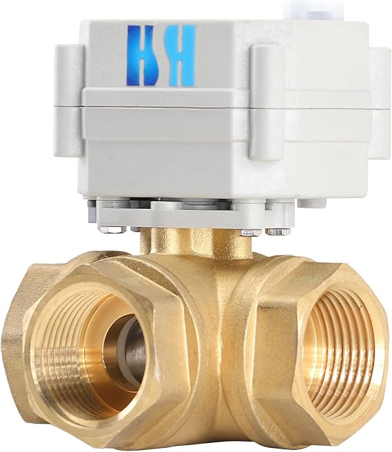 1" DN25 3 Way 12VDC CR5-01 NPT Brass L Port Position Feedback Reverse Polarity On/Off Electrical Motorized Ball Valve