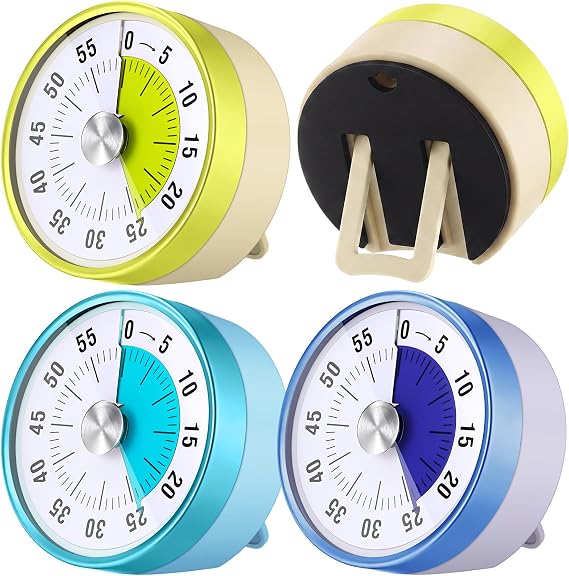 Blosssound 3 Pcs 60 Minute Magnetic Visual Timer Classroom Tool, Multicolor