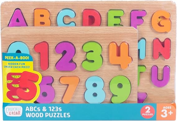 ABC & 123 Alphabet Wooden Puzzles for Toddlers & Kids Ages 3-5, 2 Pack