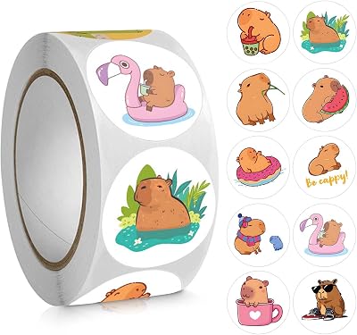 KraNx 500PCS Cute Capybara Stickers Kawaii Animal Stickers tickers for Water Bottles Laptop Guitar Water Bottle Luggage Bike Kids School Teens Party Supplies Decorations
