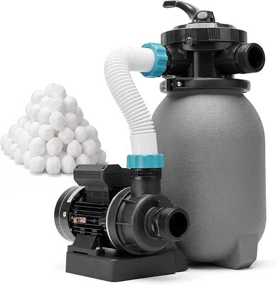XtremepowerUS 10" Sand Filter Pump System for Above Ground Swimming Pool Multi-Port Valve Swimming Pool Filter With Filter Ball Included, Enhanced Circulation and Filtration