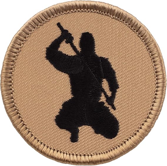Ninja Silhouette Patrol Patch - 2" Diameter Round Embroidered Patch (Sew-on)