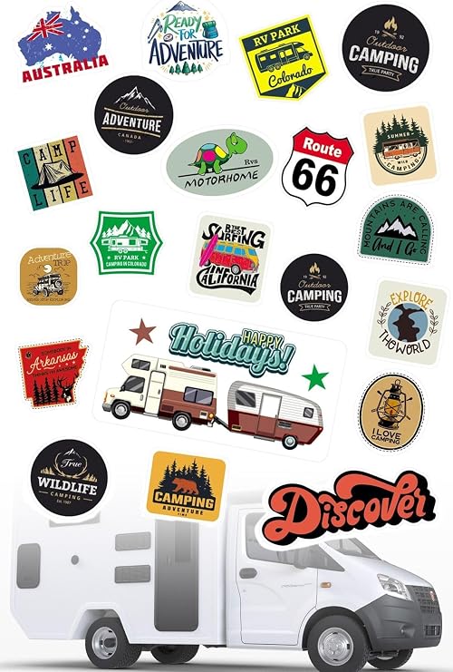 20 Parça Karavan Ve Kamp Araçlarına Özel Sticker Çıkartma Seti Mod-3