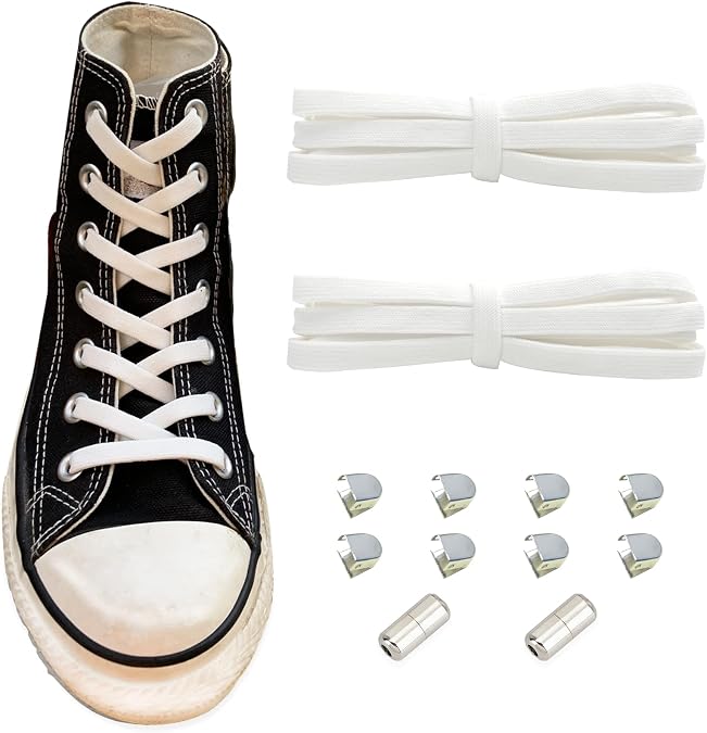 Lopau 2 Pairs Elastic Shoelaces for High Tops Replacement Stretchy Shoelaces for Converse