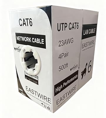10 colors available -Black Jacket 500ft Pull Box Category Cable, LAN Cable, Network Cable, CAT6 Solid Bulk Ethernet Cable, 23AWG 4 Pair, Unshielded Twisted Pair UTP,DSX-8000 Certified,550MHz