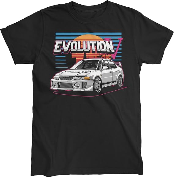 Mitsubishi Evolution T-Shirt | Japanese Racing Engine Short Sleeve Shirts Gift Car Lovers Automotive Enthusiasts Unisex Adult