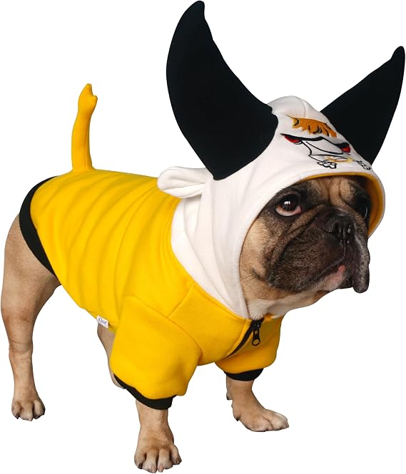 iChoue French Bulldog Halloween Yellow Buffalo Costume Clothes Hoodies, M