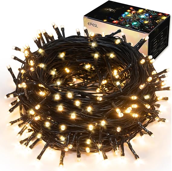 Christmas String Lights Warm White- 115ft/35m 320 LEDs Memory Function 8 Modes End to End Plug Extendable Waterproof Outdoor Indoor Fairy Lights for Xmas Tree Halloween Yard Home Party Garden Wedding [Energy Class G]