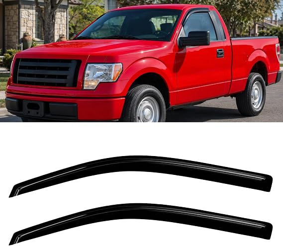 2PC Window Visors Rain Guards for 09-14 Ford F150 Regular Single Cab