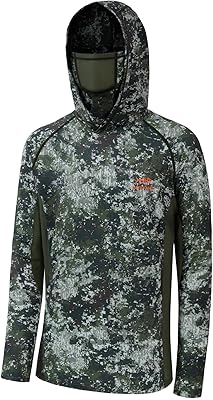 BASSDASH Mens UPF 50 Camo Long Sleeve Hunting Fishing Hoodie Shirt