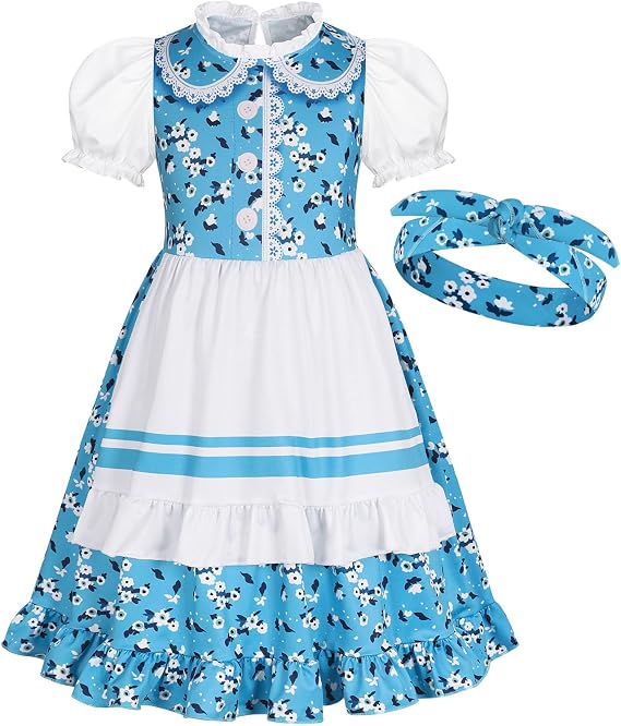 Girls Pioneer Costume Floral Colonial Prairie Dress for Kids size 3-10