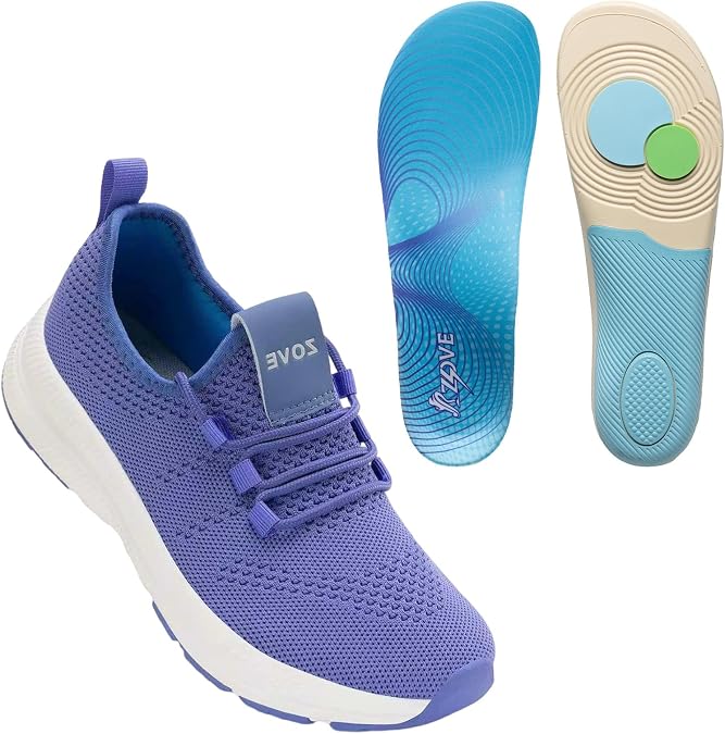 ZOVE Wide Toe Box Shoes Women Running Shoes Non-Slip 8803 Blue 36 & Wide Toe Box Insole 8833 Blue 36-37