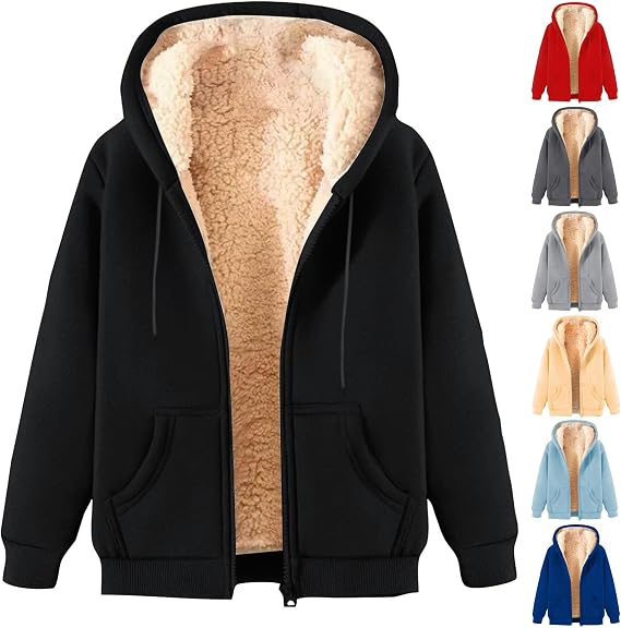 Winter Jackets for Men Fleece Lined Zip Up Sweatshirt Casual Long Sleeve Hoodies Warm Sweatshirts with Pockets