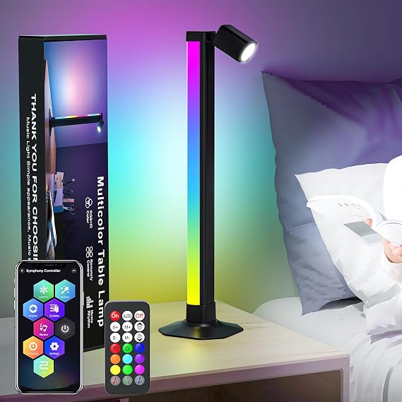 Smart Light Bar with Swivel Lamp, RGB LED Light Bar for Room Gaming Reading | RGB & IC Ambient Backlight with 16 Million Colors, 213 Preset & 8 Scene Modes, Dynamic Music Sync, 3 Modes Control