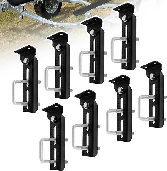 8" Boat Trailer Bunk Brackets Kit Heavy Duty, Galvanized Swivel Top Bunk Bracket Kit for Boat Trailer Crossmember 1.5x3, 2x3, 3x3 8 Pack