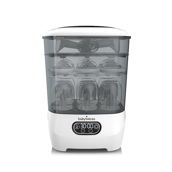 Baby Brezza Bottle Sterilizer and Dryer Advanced Largest Capacity | 33% Faster Cycle Time - Universal Sterilization Machine for All Bottles + Pump Parts - Steam Sanitizer - HEPA Air Filter