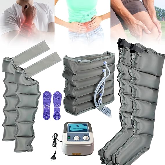 Lymphatic Drainage Massager, 4/6 Cavity Electric Air Compression Massager, for Relaxes Muscles, Varicose Veins Treatment, For Circulation Arm Leg Waist Wraps Foot Ankles Massage Machine