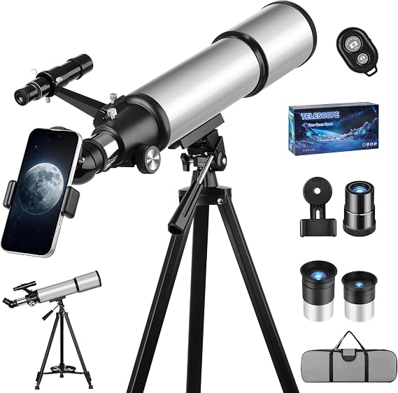 90mm Aperture 600mm Telescopes for Kids Adults,Portable High Powered Refractor Telescopes with 2 Eyepieces,Travel Telescope with Carry Bag,Phone Adapter, Astronomy Beginners Gift