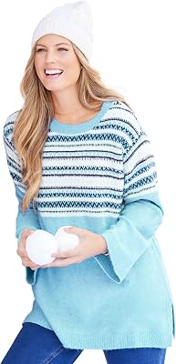 Womens Plus Size Fair Isle Pullover Sweater