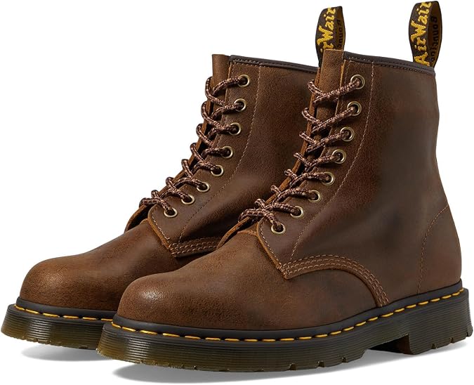 Dr. Martens Unisex 1460 Slip Resistant Lace-Up Boots, Dark Tan, Mens 12, Womens 13, Medium