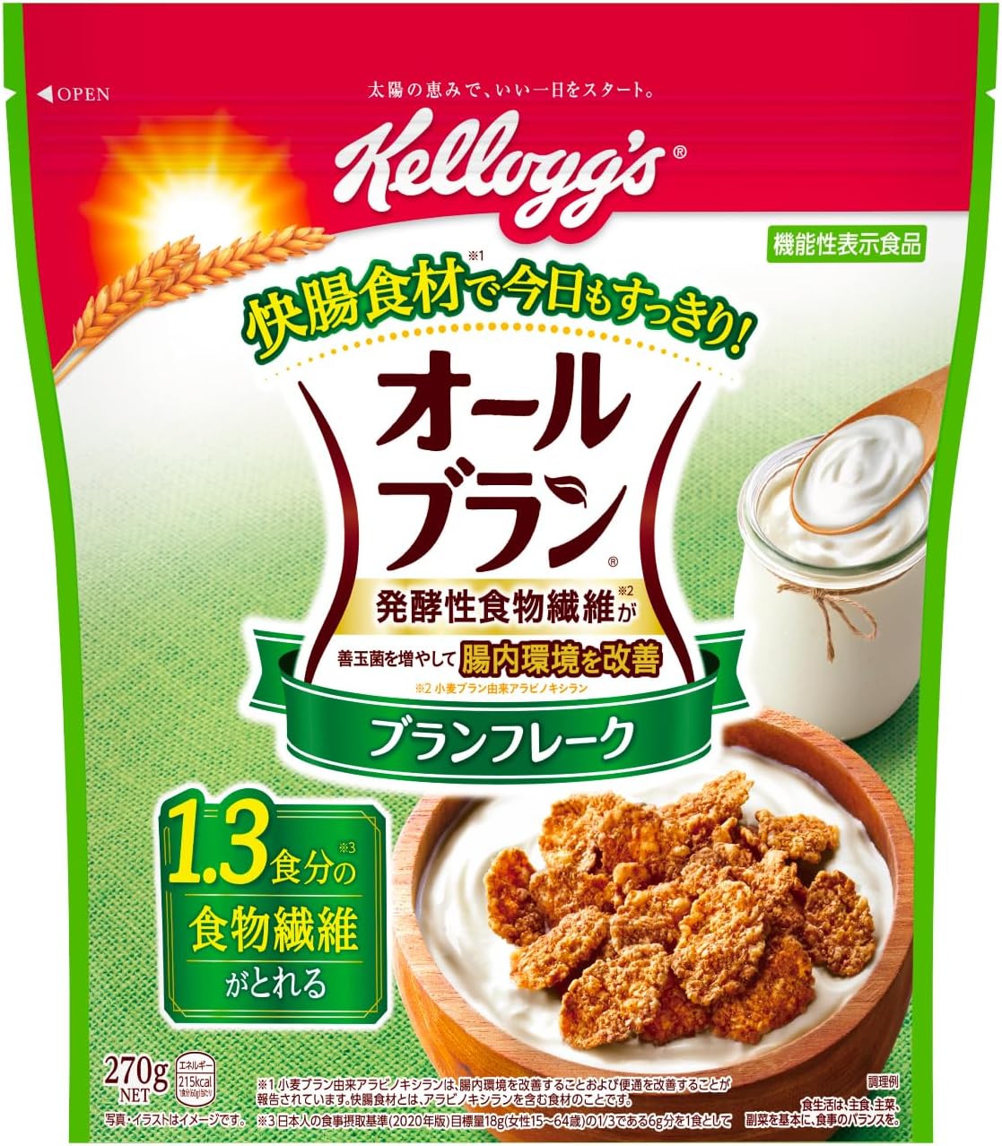 Kelloggs All-Bran Bran Flakes 9.5 oz 270 g x 6 Bags Wheat Bran Cereal Gut Health Fermentable Dietary Fiber