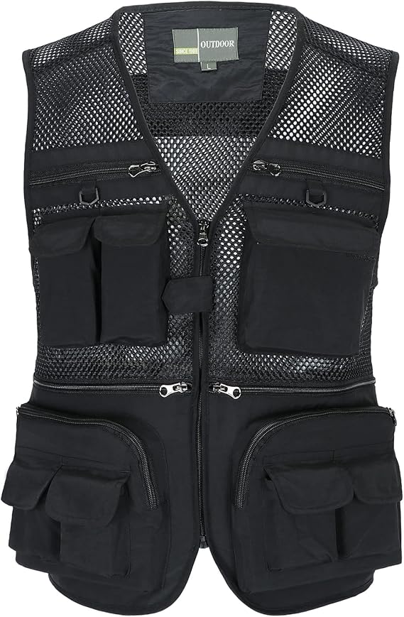 Men's Fishing Vest with Multi Pockets Summer Outdoor Mesh Vest Photography Travel Hiking Waistcoat Jacket